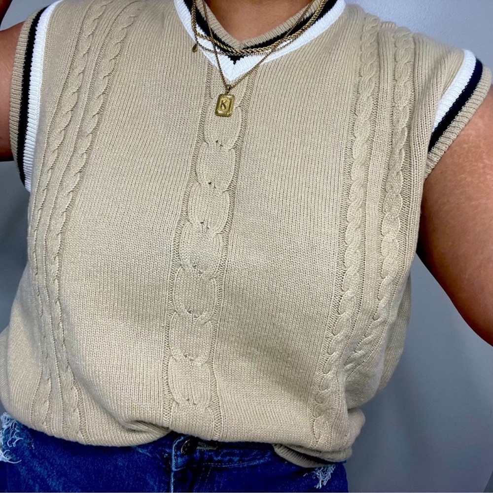 Vintage Granolacore Academia V Neck Sweater Size XL